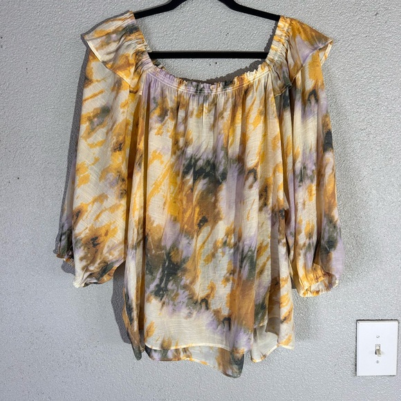 Nwot Zac and Rachel watercolor off the shoulder top size 2x - Picture 2 of 9